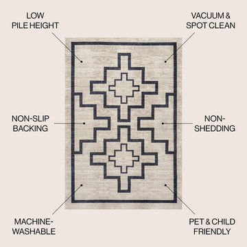 Ashkii Minimalist Medallion Machine-washable Area Rug
